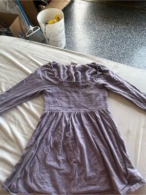Motherhood Lavender Long-Sleeve Smocked Waist Dress